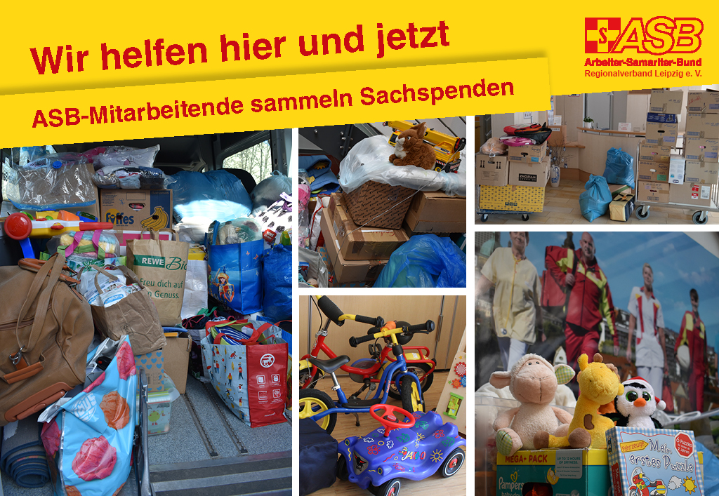 ASB-Mitarbeitende sammeln Sachspenden für Menschen in Leipziger Notunterkunft