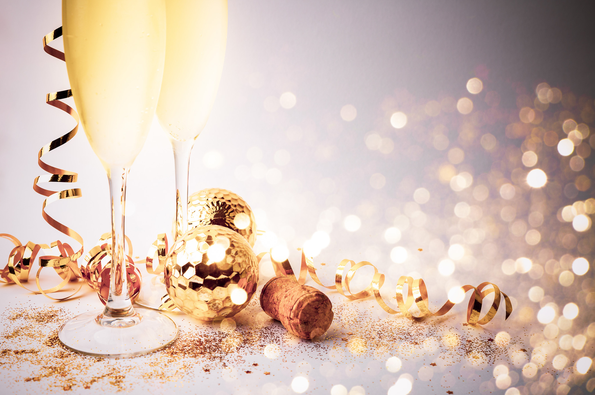 Magic night of celebration with champagne